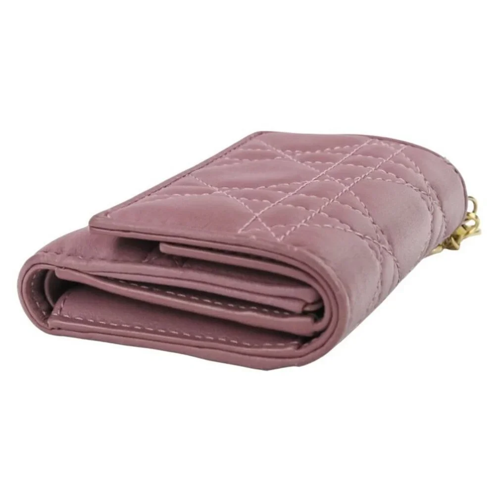 Christian Dior Lady Dior Canaje Lotus Wallet Trifold Wallet Lavender